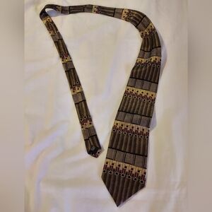 Chez Roffe 100% Silk Elegant Brown Patterned Tie